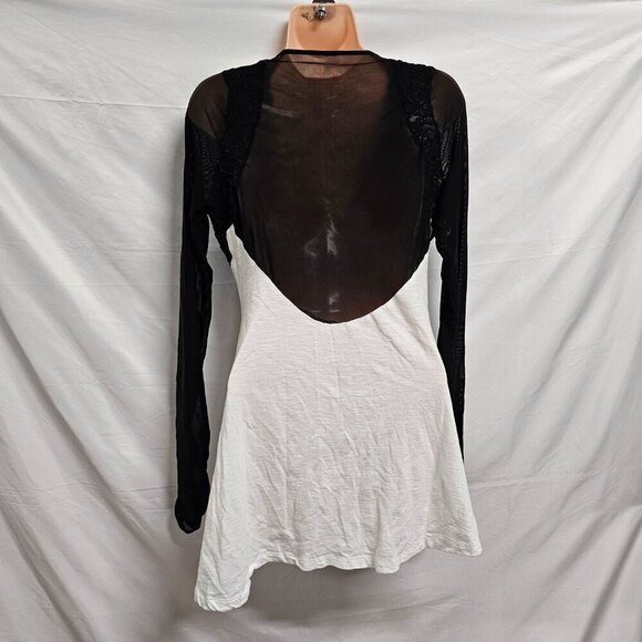 Free People Rendezvous Lace Trim Top Blouse Women Size S White/Black - Picture 6 of 15